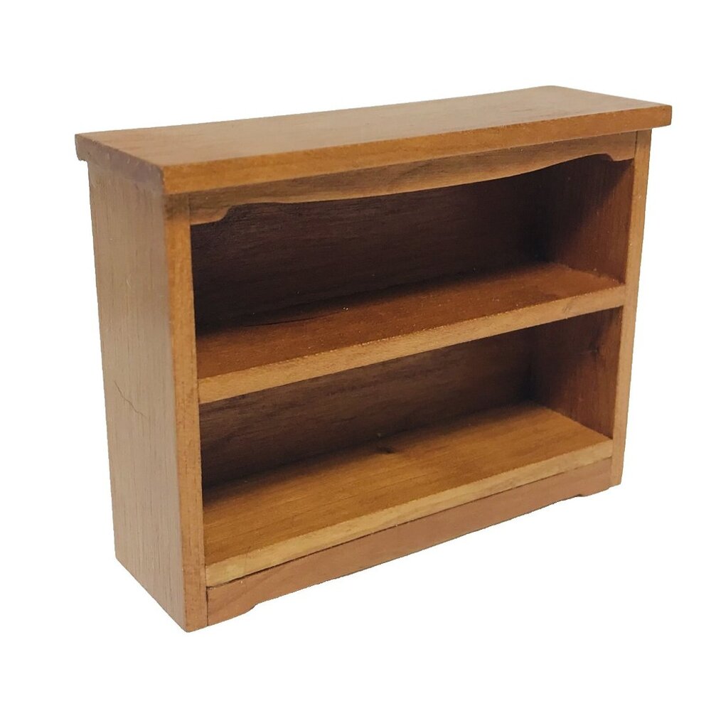Vintage Artisan Dollhouse Miniature Wooden Bookcase Bookshelves Light Wood